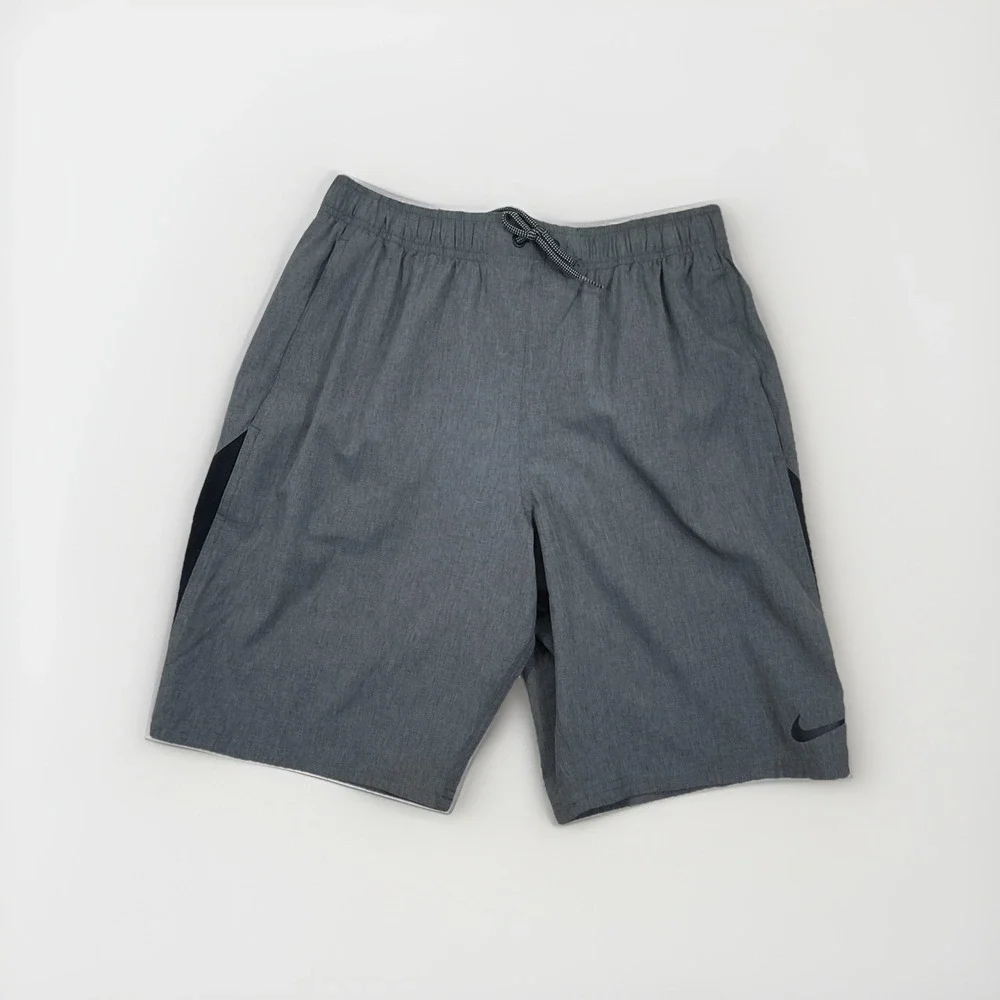 Nike Just Do It Black Gray Small Swim Beach Shorts‎ Athletic